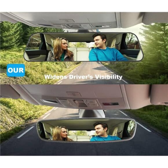 Rear View Mirror, 11.8 Inch Panoramic Anti-Glare Rearview Mirror, Car Interior - Picture 2 of 7